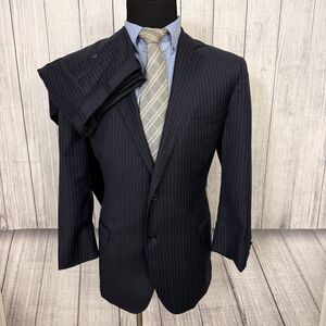 Brooks Brothers 1818 Fitzgerald 40S W36 x L30 Navy Blue Pinstriped 2-Piece Suit